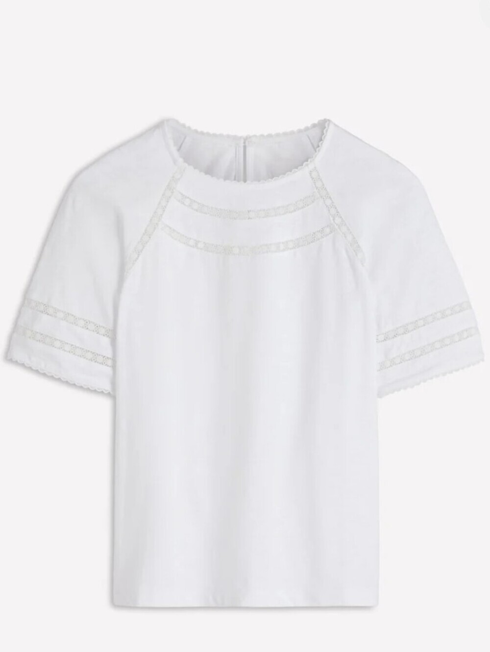 Boden Poppy Trim Crew T-shirt White Sz US 20-22 NWT